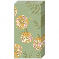 Handkerchiefs - PUMPKINS WITH ROSES green
