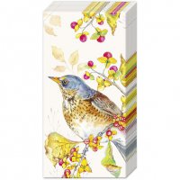 Handkerchiefs - AUTUMN BIRDS cream