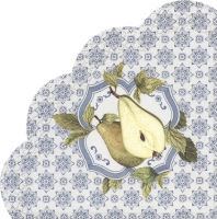 Serviettes - Rondes - PEAR ON THE FLAG blue