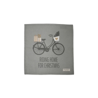 Stoffservietten - Riding home for Christmas - grey