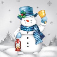 Napkins 25x25 cm - Joyful Snowmen with Bell
