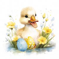 Servietten 25x25 cm - Watercolour Cute Baby Duck 