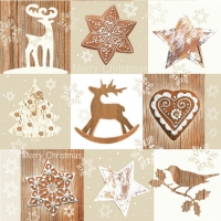 Servilletas 33x33 cm - Christmas Brown Collage
