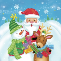 Servilletas 33x33 cm - Santa, Snowman & Reindeer 