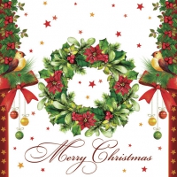 Servietten 33x33 cm - Merry Christmas Wreath