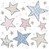 Servietten 33x33 cm - Irregular Graphic Stars Blue & Pink