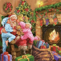 Servietten 33x33 cm - Children Kissing Santa Claus