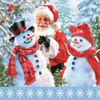 Servilletas 33x33 cm - Santa with Snowmen