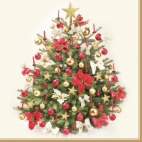 Serviettes 33x33 cm - Traditional Gold and Red Christmas Tree