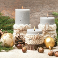 Napkins 33x33 cm - Xmas Candles in Knitting Sweater