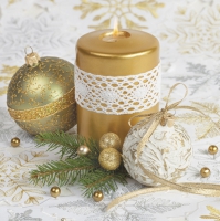 Serviettes 33x33 cm - Gold Candle with Lace Arrangement