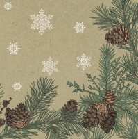 餐巾33x33厘米 - Graphic Pines and Twigs Frame on Kraft 