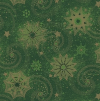 Serviettes 33x33 cm - Gold & Green Stars and Twirls on Green