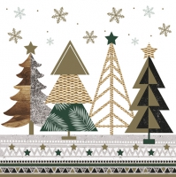 Napkins 33x33 cm - Graphic Christmas Trees