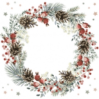 Napkins 33x33 cm - Watercolour Wreath on White