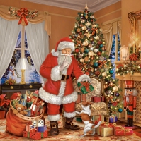 Serwetki 33x33 cm - Santa Claus Giving Presents
