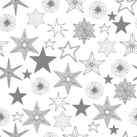 Servietten 33x33 cm - Silver Stars