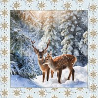 Serviettes 33x33 cm - Roedeers Couple in Winter Forest