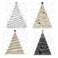 Serviettes 33x33 cm - Stylish Graphic Xmas Trees