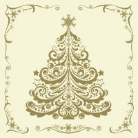 Servietten 33x33 cm - Gold Christmas Tree on Beige