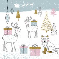 Napkins 33x33 cm - Winter Animals Graphic