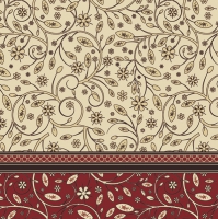 餐巾33x33厘米 - Floral Pattern Deep Red 