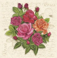 Serwetki 33x33 cm - Postcard with Roses