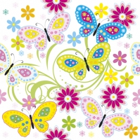 餐巾33x33厘米 - Graphic Colour Butterflies with Flowers