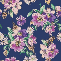 餐巾33x33厘米 - Flower Meadow Pattern Dark Blue