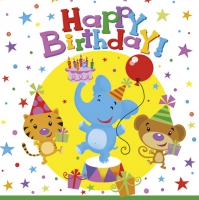 Serviettes 33x33 cm - Happy Birthday Circus