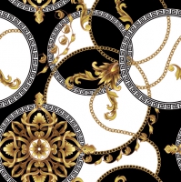 Napkins 33x33 cm - Golden Barocco Rosettes in Circles