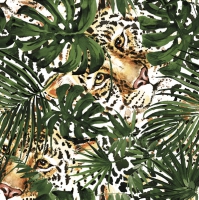 Napkins 33x33 cm - Hidden Leopard with Green Monsteras