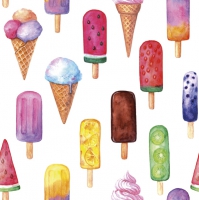 Serviettes 33x33 cm - Watercolour Ice Cream