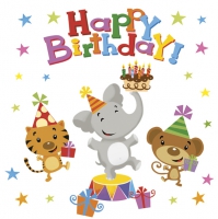 Servietten 33x33 cm - Happy Birthday Animals