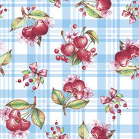 Napkins 33x33 cm - Cherry Picnic on Blue Check