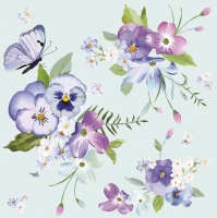 Napkins 33x33 cm - Spring Flowers on Blue Background
