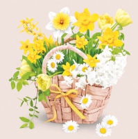 Servietten 33x33 cm - Spring Flowers Basket