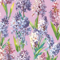 Serviettes 33x33 cm - Pastel Hyacinths Wallpaper on Pink