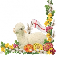 Servietten 33x33 cm - Lamb & Easter Palm - White