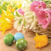 Servietten 33x33 cm - Colourful Tulips & Eggs
