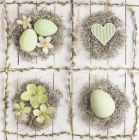 Serviettes 33x33 cm - Pastel Green Easter Collage