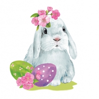 餐巾33x33厘米 - Watercolour Easter Bunny with Easter Eggs