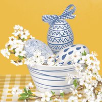 Serviettes 33x33 cm - Blue Decorated Eggs