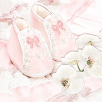 Serviettes 33x33 cm - Christening Shoes Pink