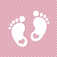 Servilletas 33x33 cm - Little Feet Pink