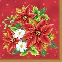 Napkins 33x33 cm - Poinsettia Bouquet Red