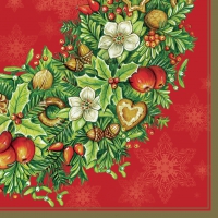 Serwetki 33x33 cm - Christmas Wreath Red