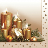 餐巾33x33厘米 - Gold Christmas Candles