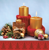 Napkins 33x33 cm - Candles in Cinnamon Canes and Red Sweaters