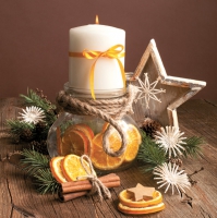 Servietten 33x33 cm - Candle in Jar Full of Orange Slices